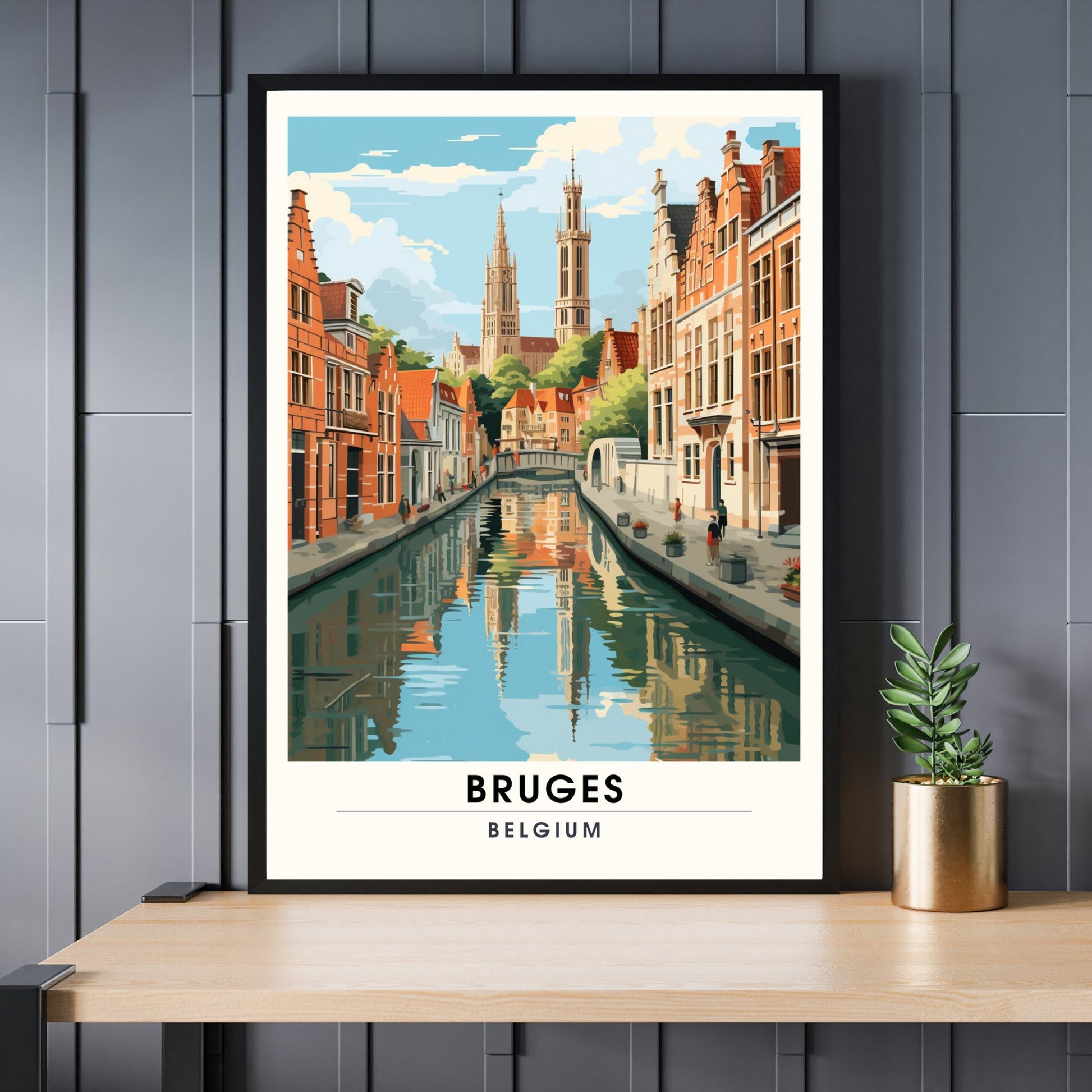 Affiche Bruges- Impression de voyage Bruges - Impression Bruges - Collection Souvenirs Belgique