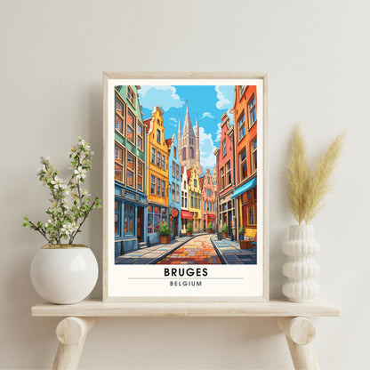 Affiche Bruges- Impression de voyage Bruges - Impression Bruges - Collection Souvenirs Belgique