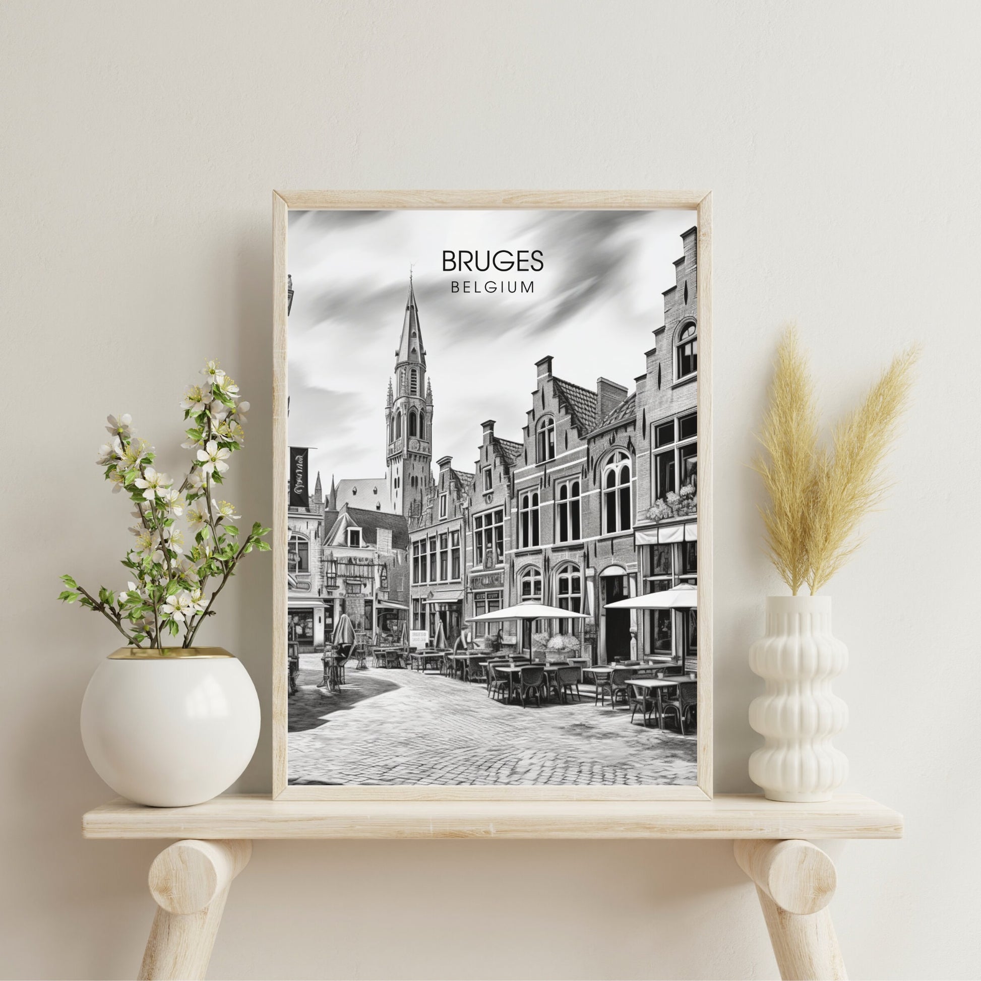 Affiche Bruges- Impression de voyage Bruges - Impression Bruges - Collection Souvenirs Belgique