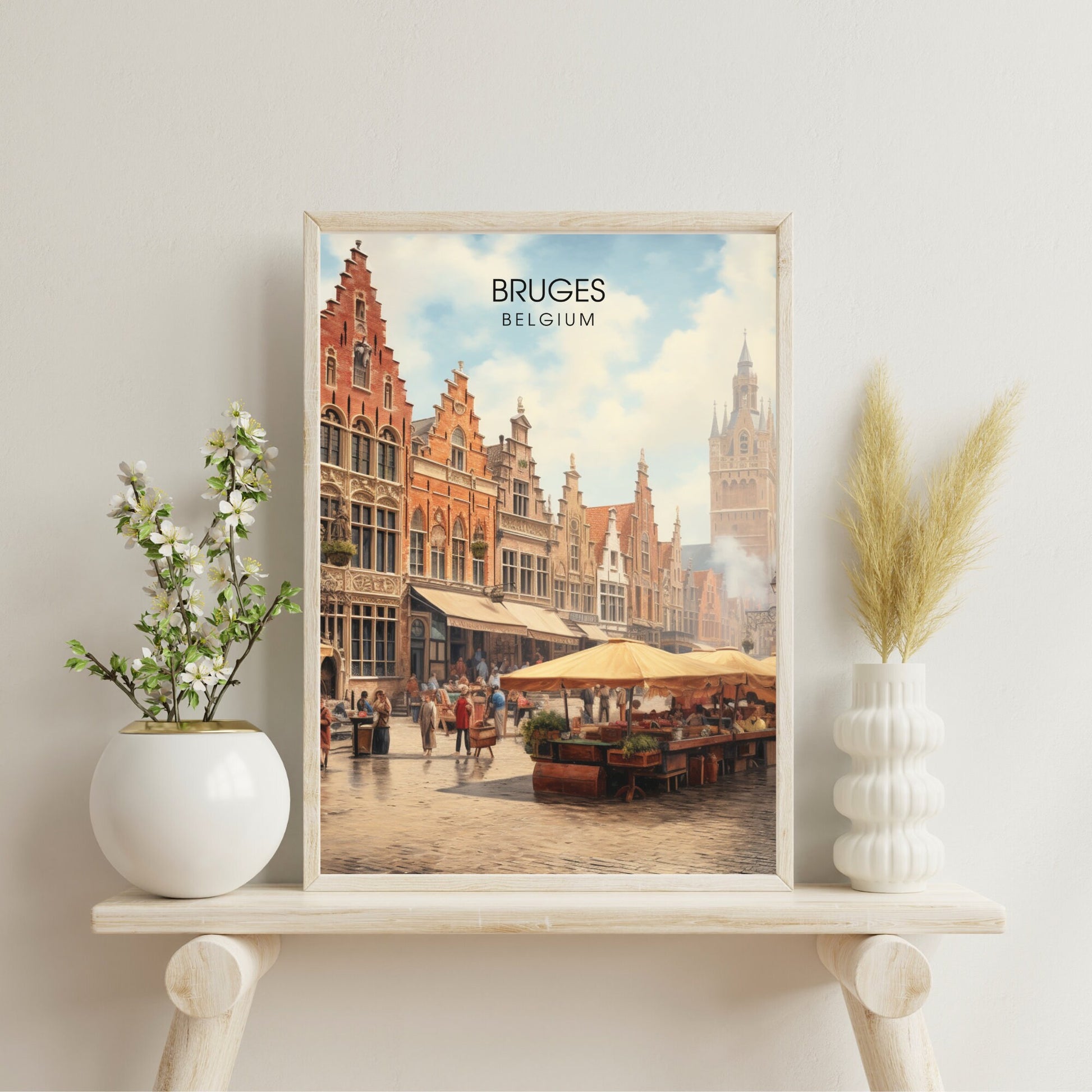 Affiche Bruges- Impression de voyage Bruges - Impression Bruges - Collection Souvenirs Belgique