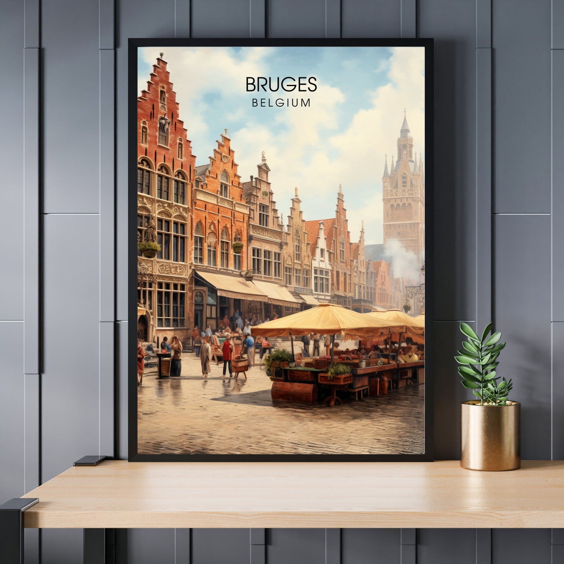 Affiche Bruges- Impression de voyage Bruges - Impression Bruges - Collection Souvenirs Belgique