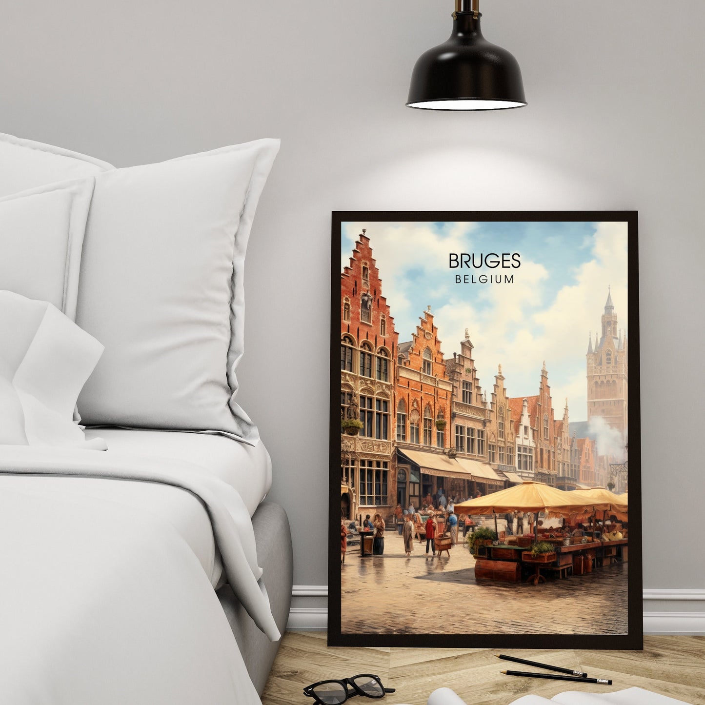 Affiche Bruges- Impression de voyage Bruges - Impression Bruges - Collection Souvenirs Belgique