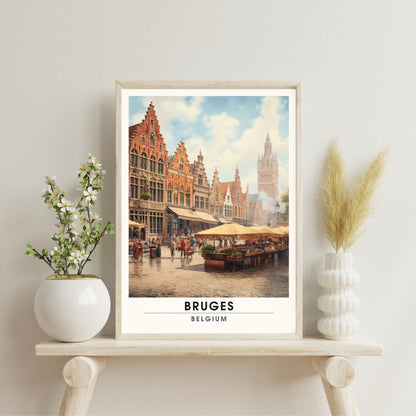 Affiche Bruges- Impression de voyage Bruges - Impression Bruges - Collection Souvenirs Belgique