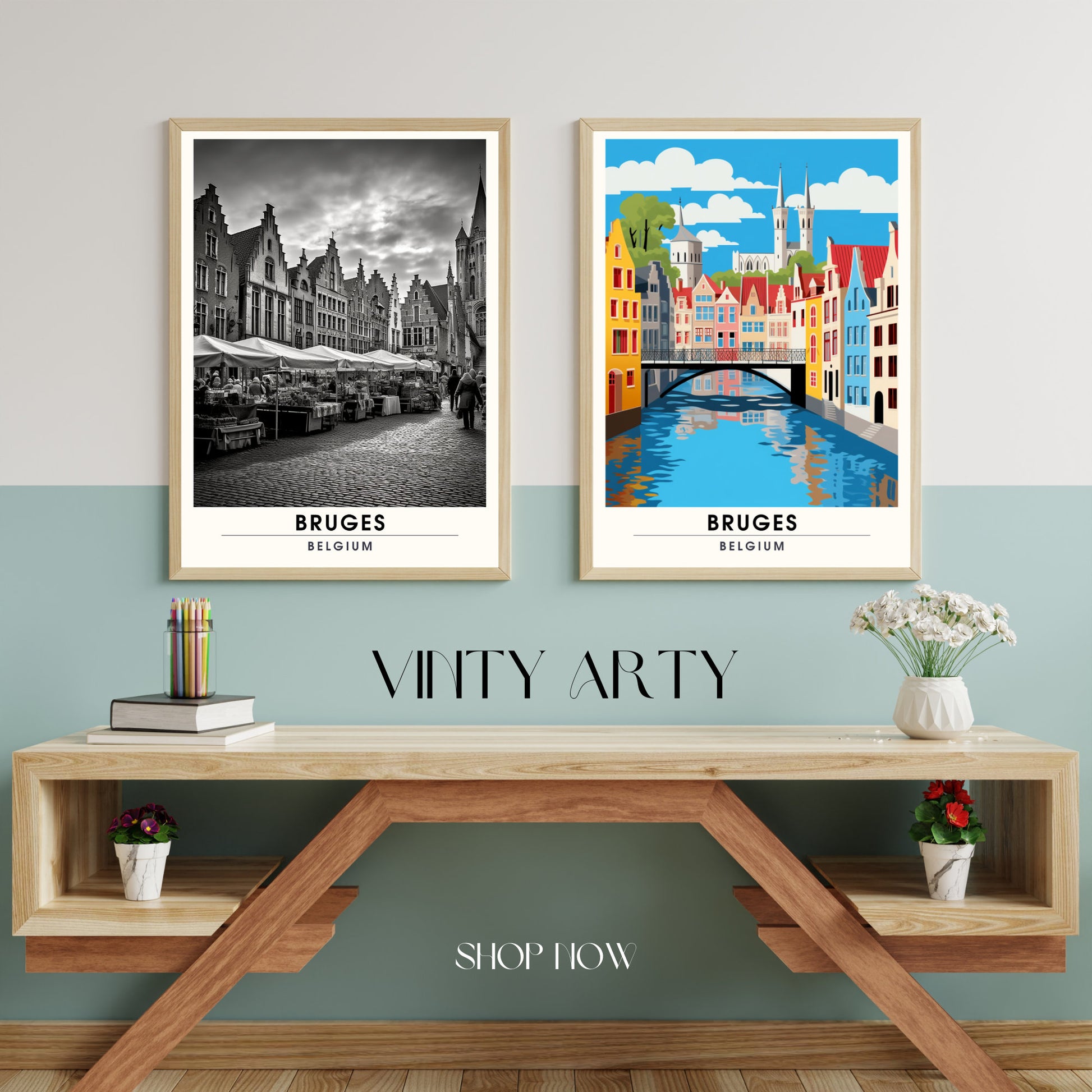 Affiche Bruges- Impression de voyage Bruges - Impression Bruges - Collection Souvenirs Belgique