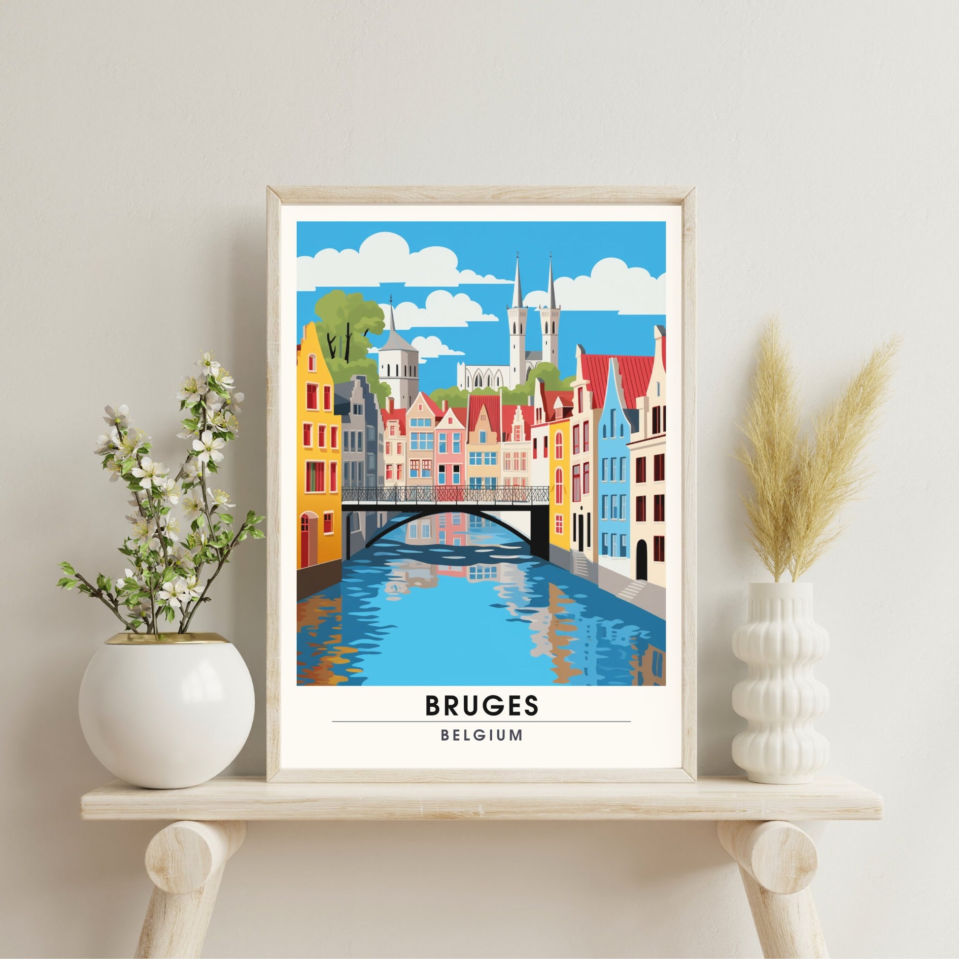 Affiche Bruges- Impression de voyage Bruges - Impression Bruges - Collection Souvenirs Belgique