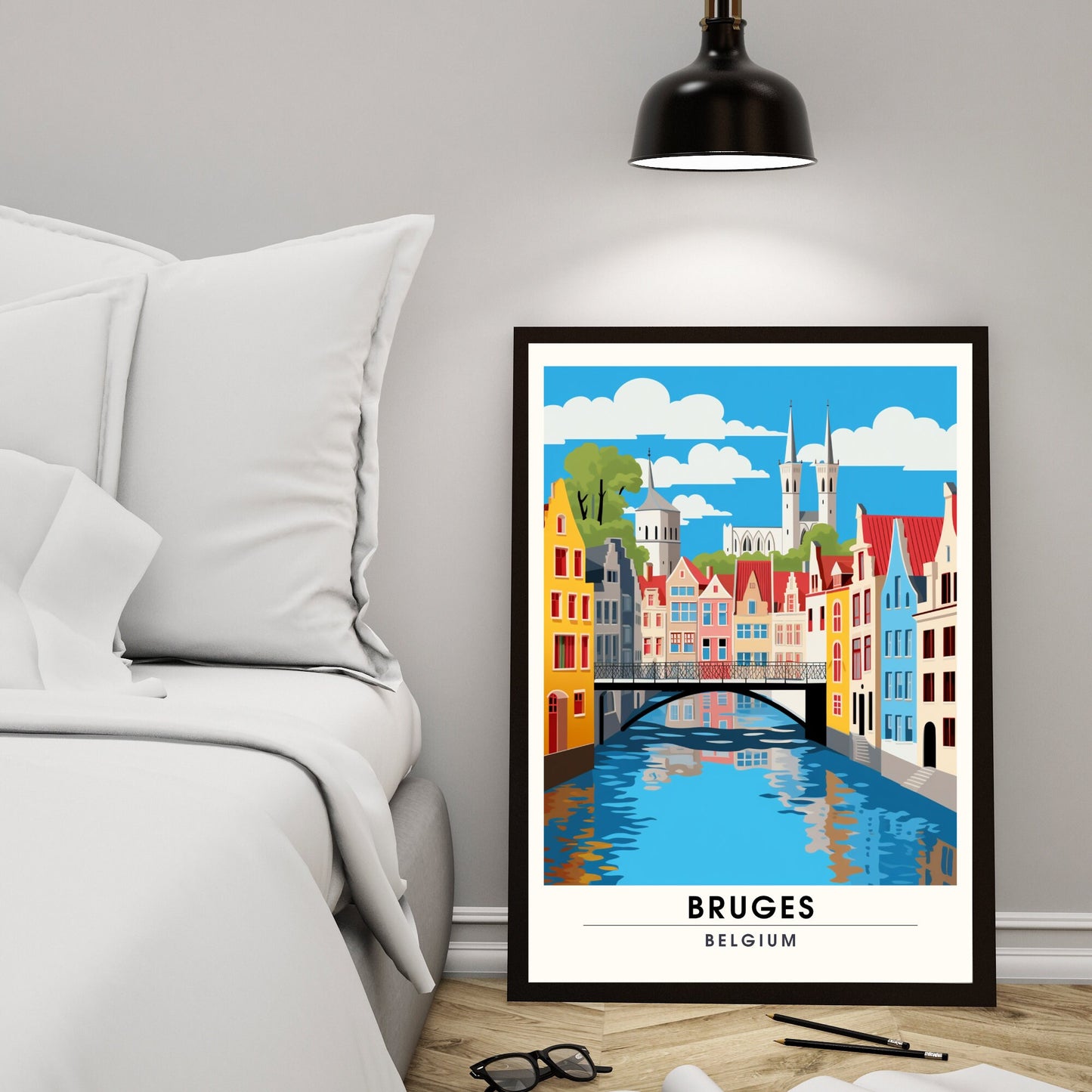 Affiche Bruges- Impression de voyage Bruges - Impression Bruges - Collection Souvenirs Belgique