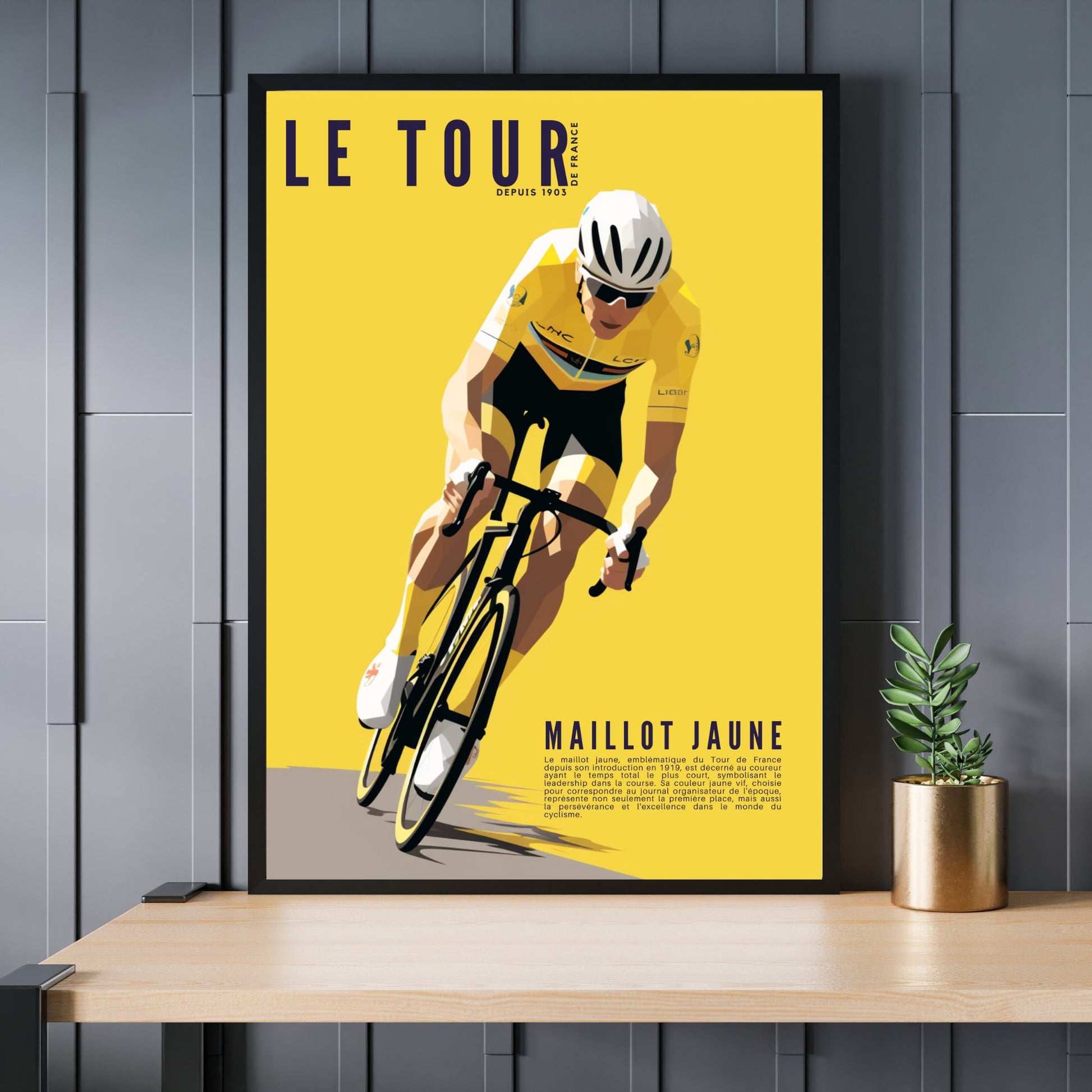 Affiche Tour de France | Maillot Tour de France | Impression Tour de France | Maillot jaune, vert, blanc et maillot à pois