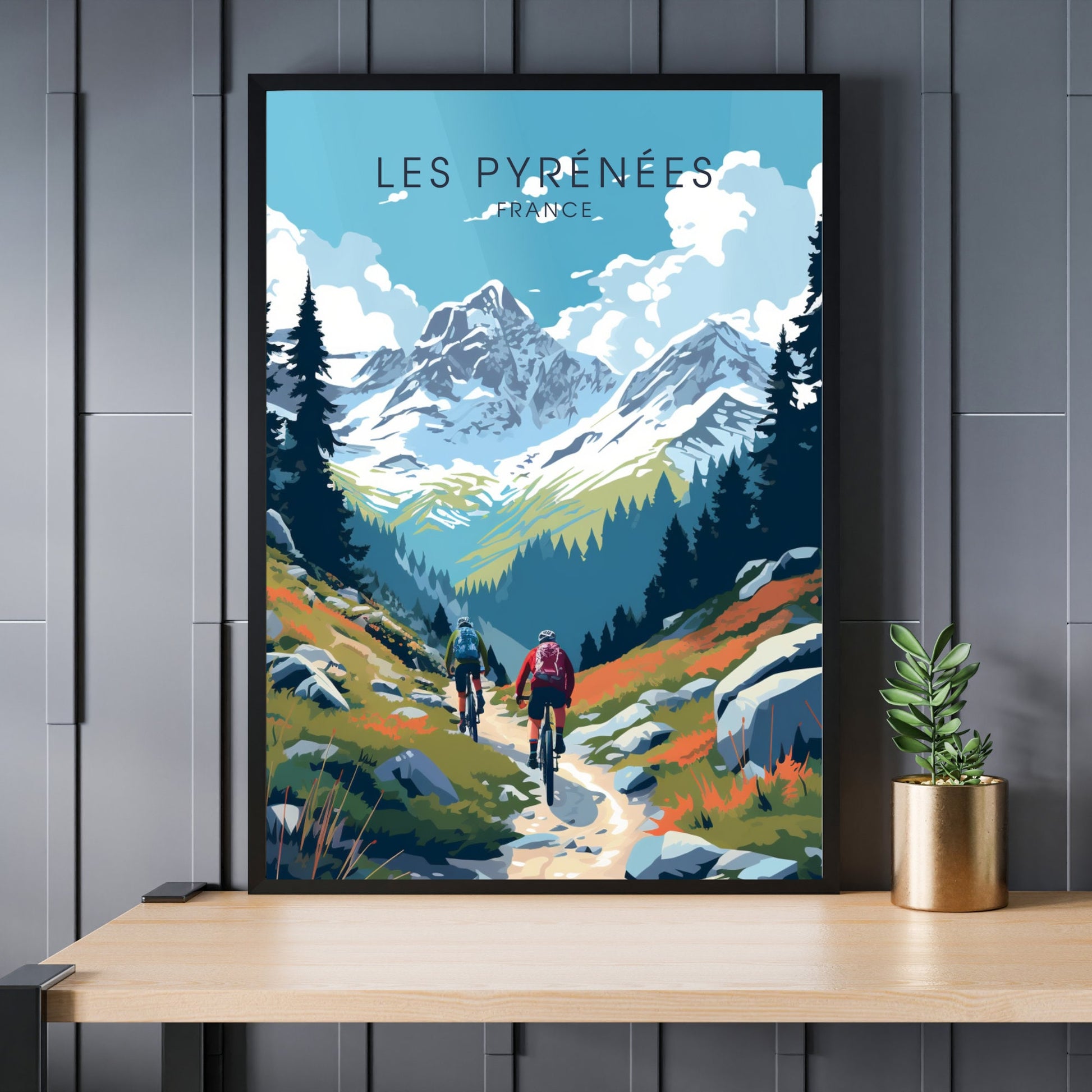 Affiche les Pyrénées | Affiche VTT | Affiche Vélo | Impression VTT