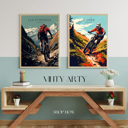 Affiche les Pyrénées | Affiche VTT | Affiche Vélo | Impression VTT