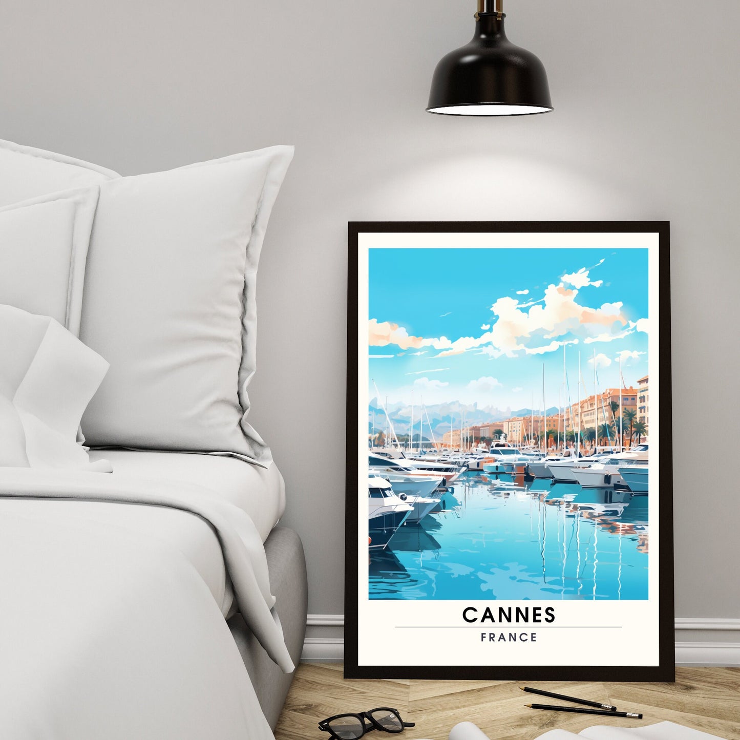 Affiche Cannes | Impression Cannes | affiche de voyage Cannes, France | Affiche Côte d'Azur