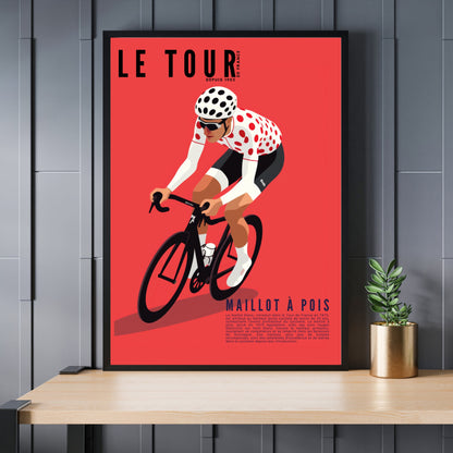 Affiche Tour de France | Maillot Tour de France | Impression Tour de France | Maillot jaune, vert, blanc et maillot à pois