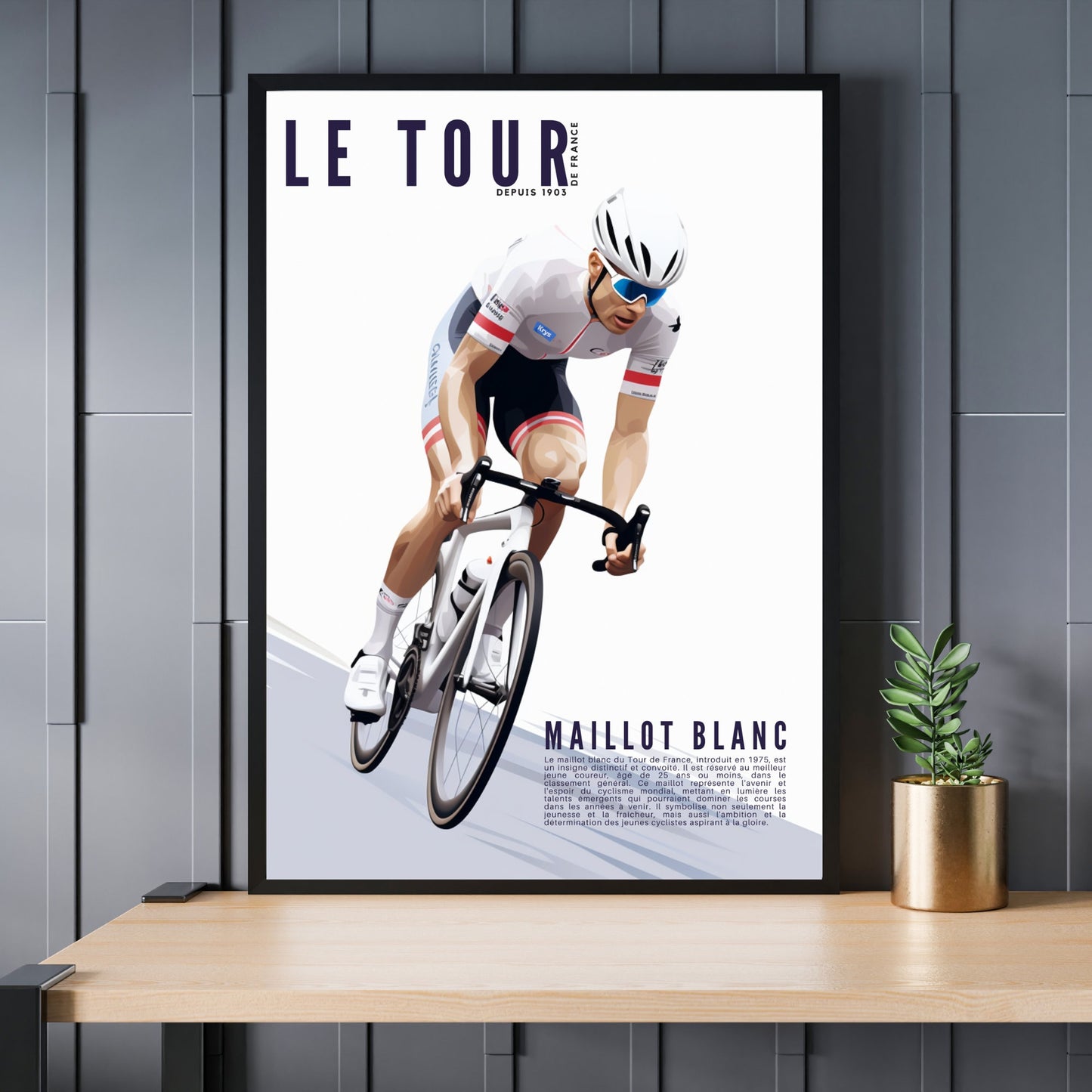 Affiche Tour de France | Maillot Tour de France | Impression Tour de France | Maillot jaune, vert, blanc et maillot à pois