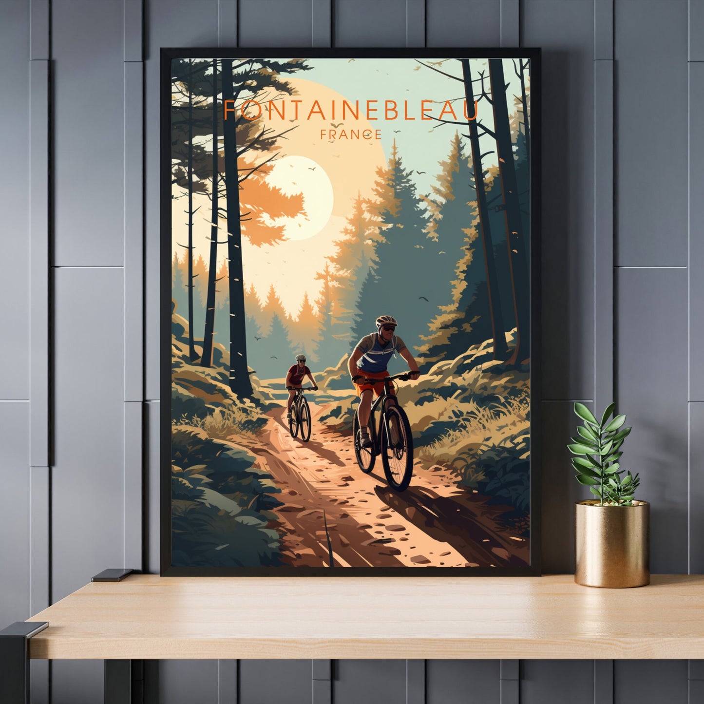 Affiche Fontainebleau | Affiche VTT | Affiche Vélo | Impression VTT | Affiche randonnée