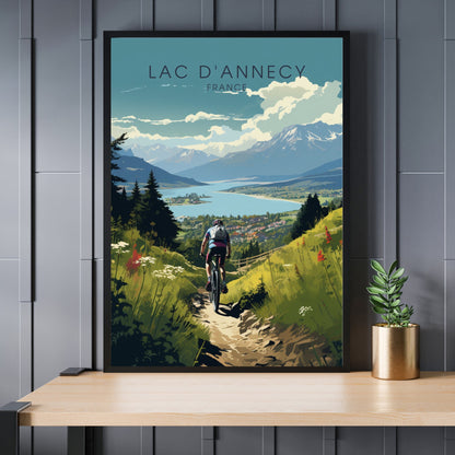 Affiche lac d'Annecy | Affiche VTT | Affiche Vélo | Impression VTT