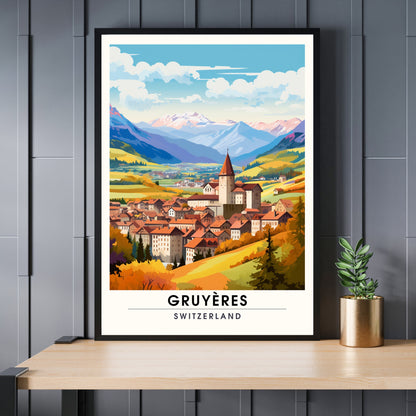 Impression Gruyères | Affiche de Voyage Gruyères | Impression de Voyage Gruyères, Suisse | affiche Suisse