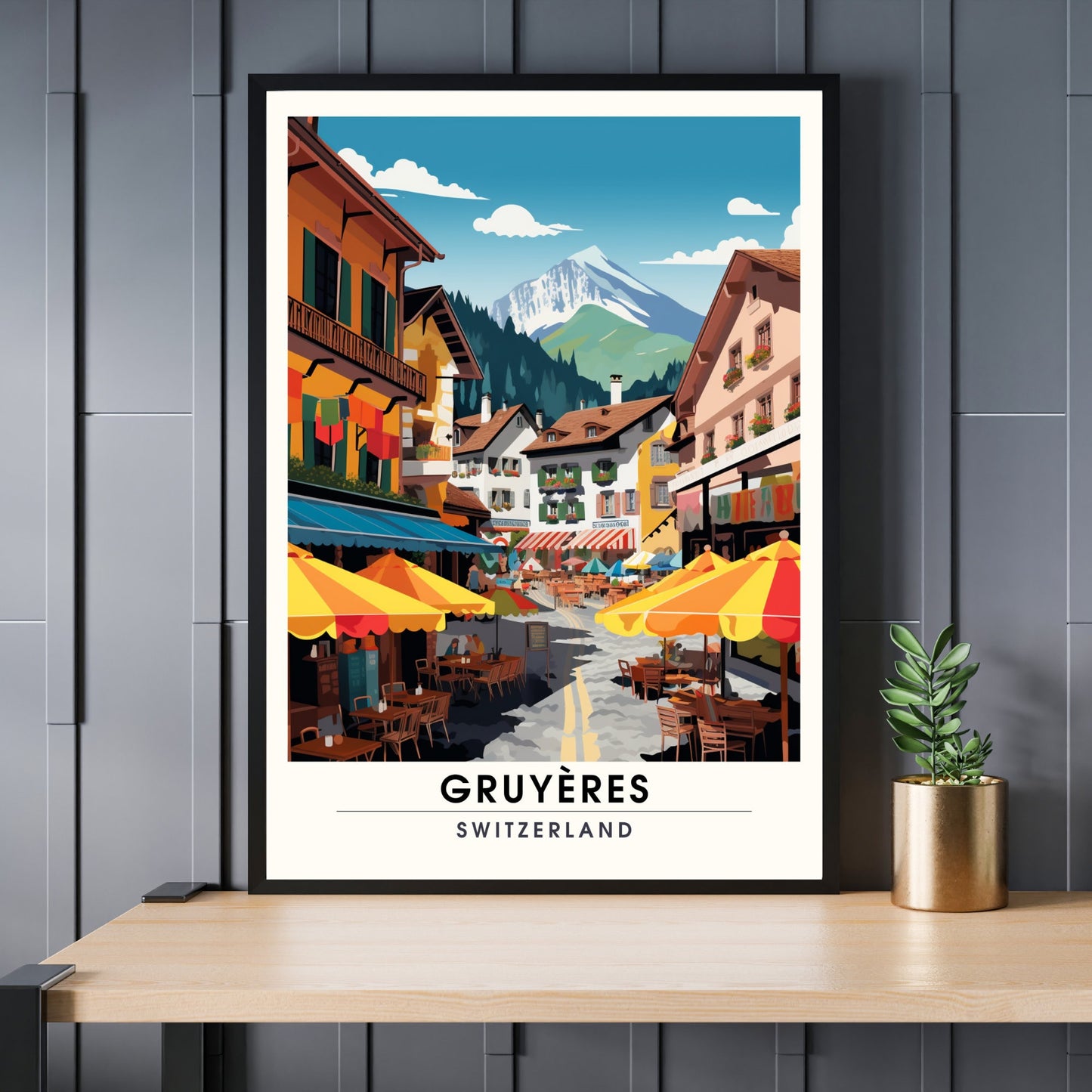 Impression Gruyères | Affiche de Voyage Gruyères | Impression de Voyage Gruyères, Suisse | affiche Suisse