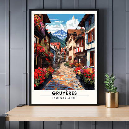 Impression Gruyères | Affiche de Voyage Gruyères | Impression de Voyage Gruyères, Suisse | affiche Suisse