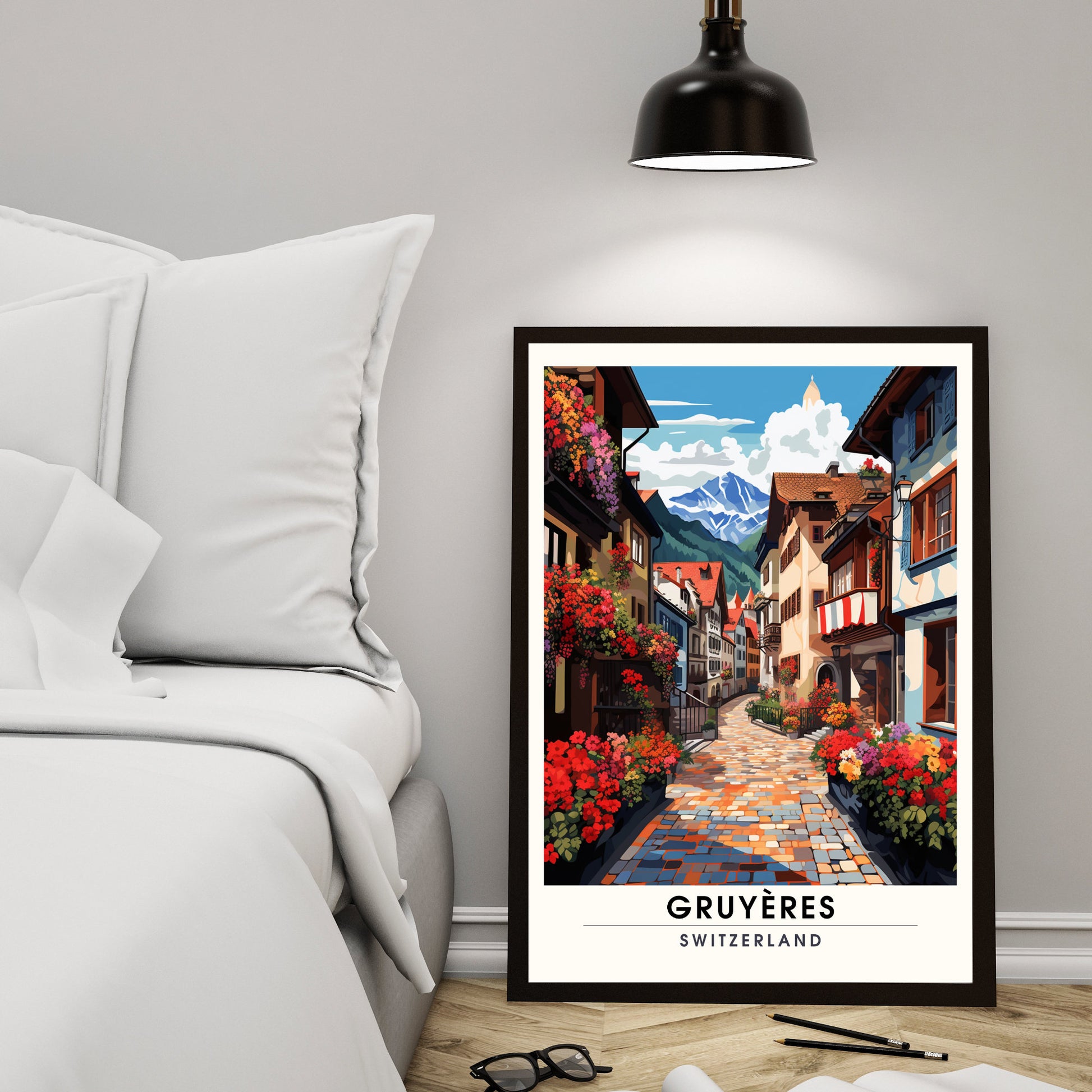 Impression Gruyères | Affiche de Voyage Gruyères | Impression de Voyage Gruyères, Suisse | affiche Suisse