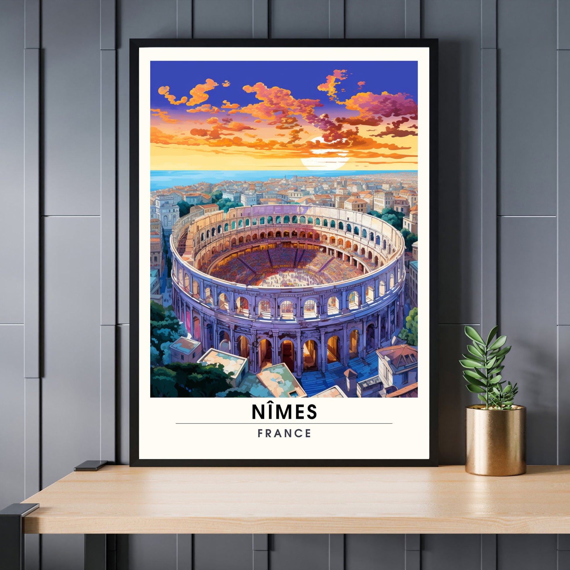 Impression Nîmes | Affiche de Voyage Nîmes | Impression de Voyage Nîmes , France