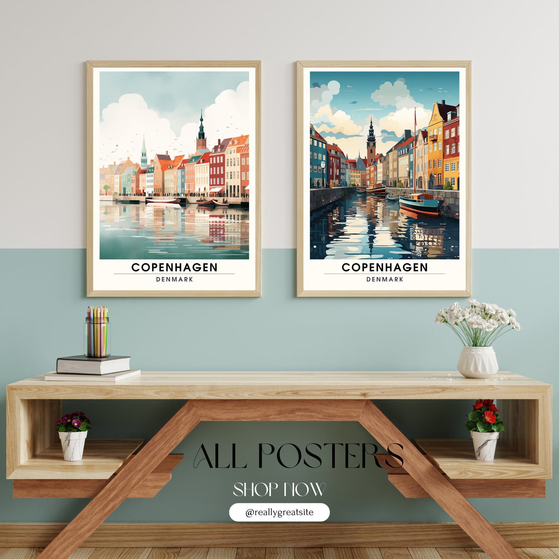 Impression Copenhague | Affiche de Voyage Copenhague | Impression de Voyage Copenhague , Danemark | Affiche Copenhague