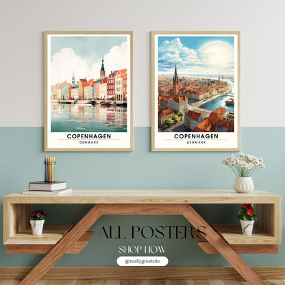 Impression Copenhague | Affiche de Voyage Copenhague | Impression de Voyage Copenhague , Danemark | Affiche Copenhague