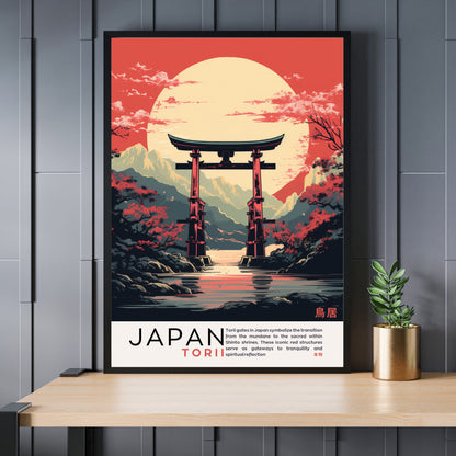 Impression Japon | Affiche vintage Japon | Affihe porte de Torii | Impression Torii, Japon