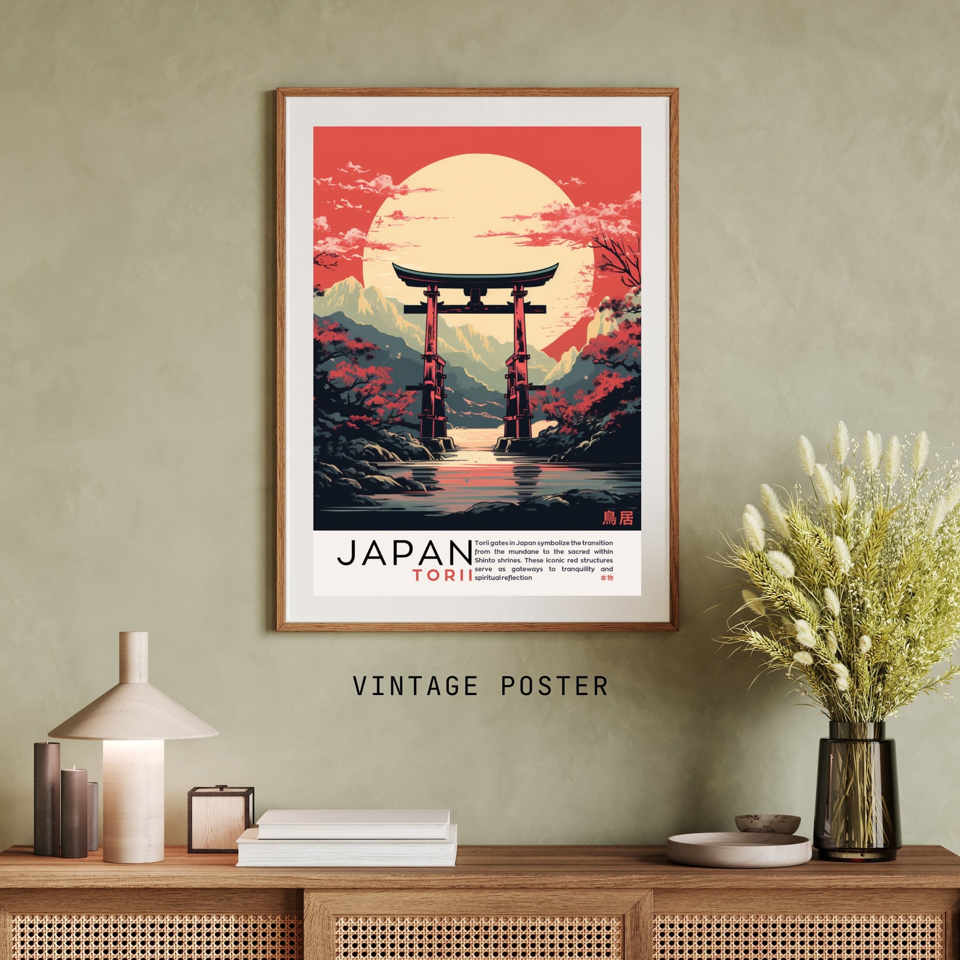 Impression Japon | Affiche vintage Japon | Affihe porte de Torii | Impression Torii, Japon