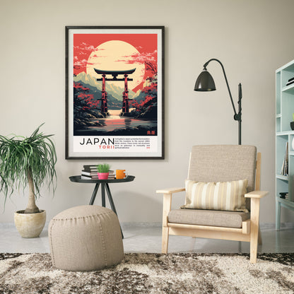 Impression Japon | Affiche vintage Japon | Affihe porte de Torii | Impression Torii, Japon