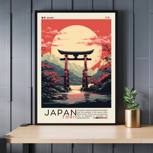 Impression Japon | Affiche vintage Japon | Affihe porte de Torii | Impression Torii, Japon