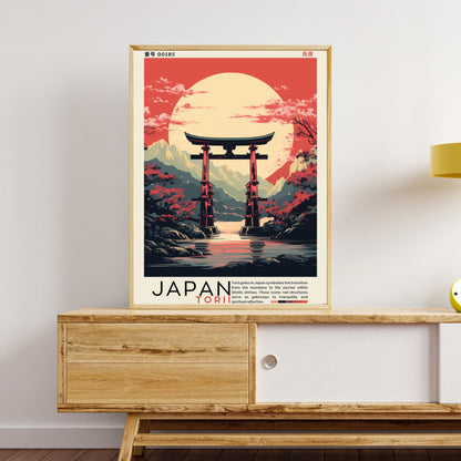 Impression Japon | Affiche vintage Japon | Affihe porte de Torii | Impression Torii, Japon