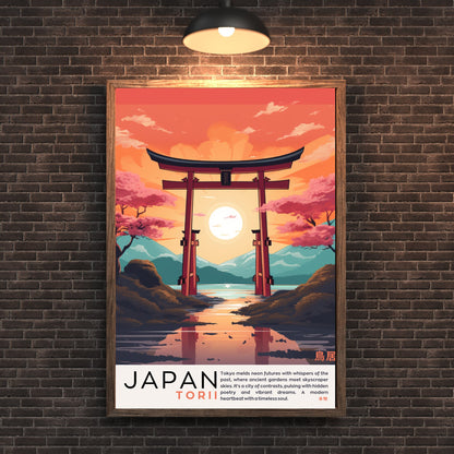 Impression Japon | Affiche vintage Japon | Affihe porte de Torii | Impression Torii, Japon