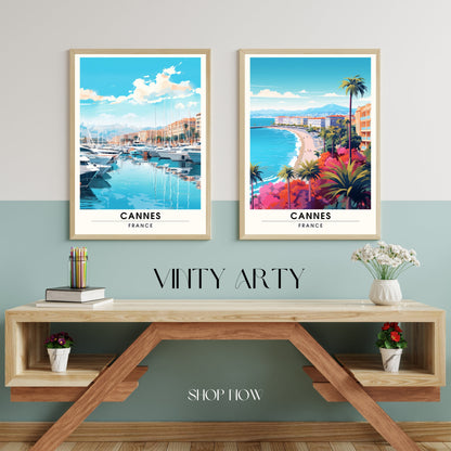 Affiche Cannes | Impression Cannes | affiche de voyage Cannes, France | Affiche Côte d'Azur