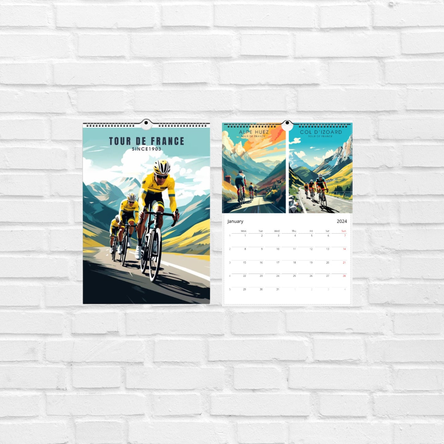 Calendrier 2024 Tour de France - Calendrier tour de France - 25 illustrations originales