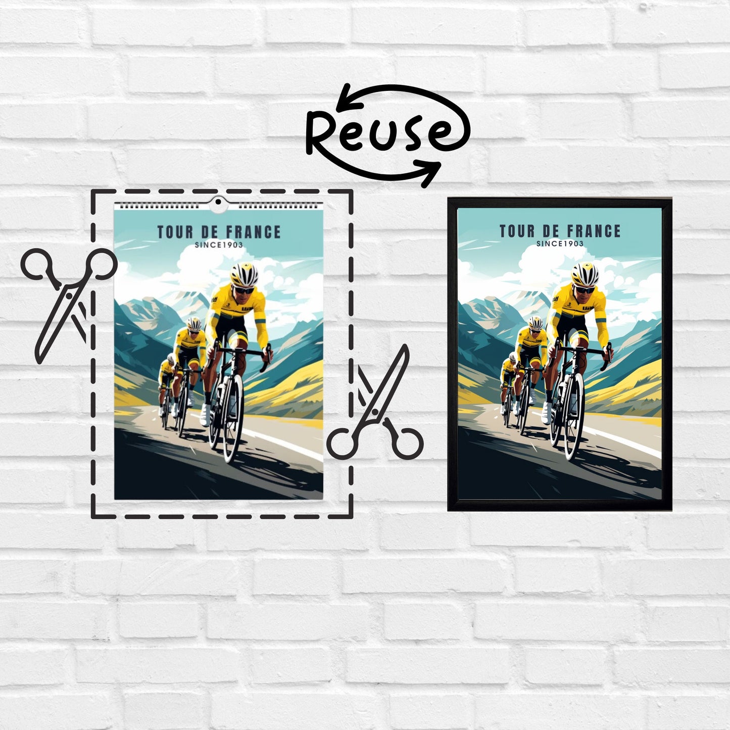 Calendrier 2024 Tour de France - Calendrier tour de France - 25 illustrations originales