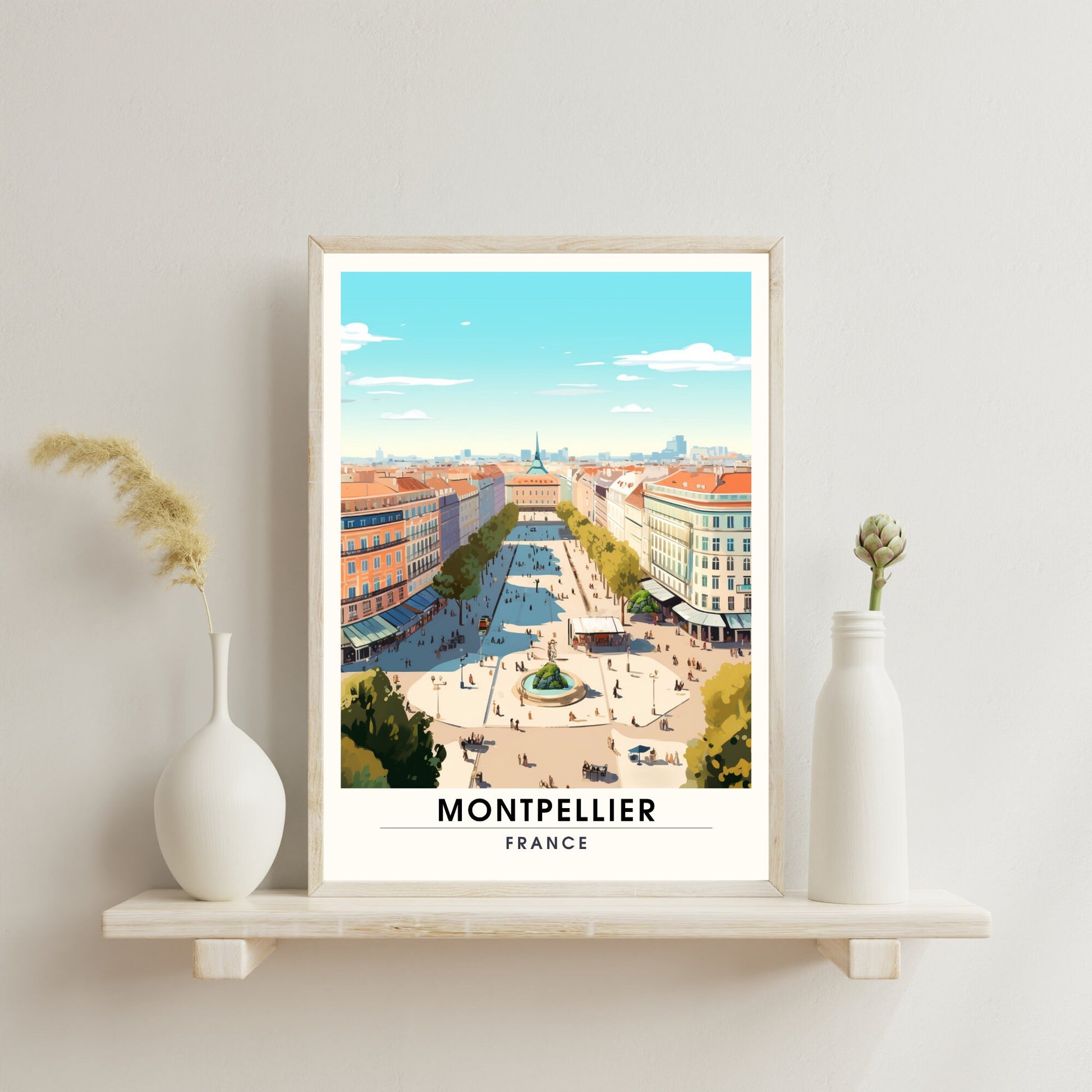 Affiche Montpelier | Impression Montpelier | affiche de voyage Montpelier, France - Place de la Comédie