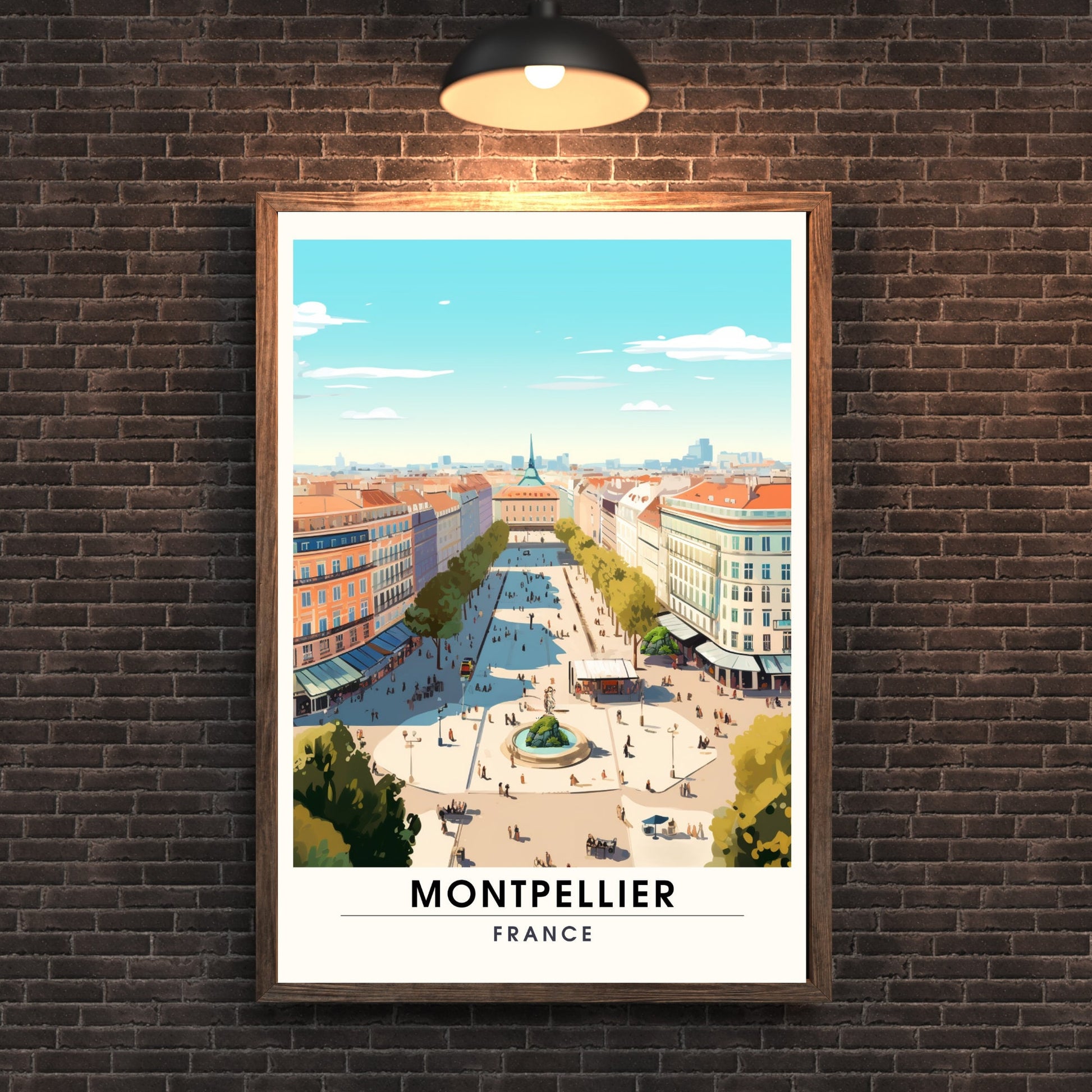 Affiche Montpelier | Impression Montpelier | affiche de voyage Montpelier, France - Place de la Comédie