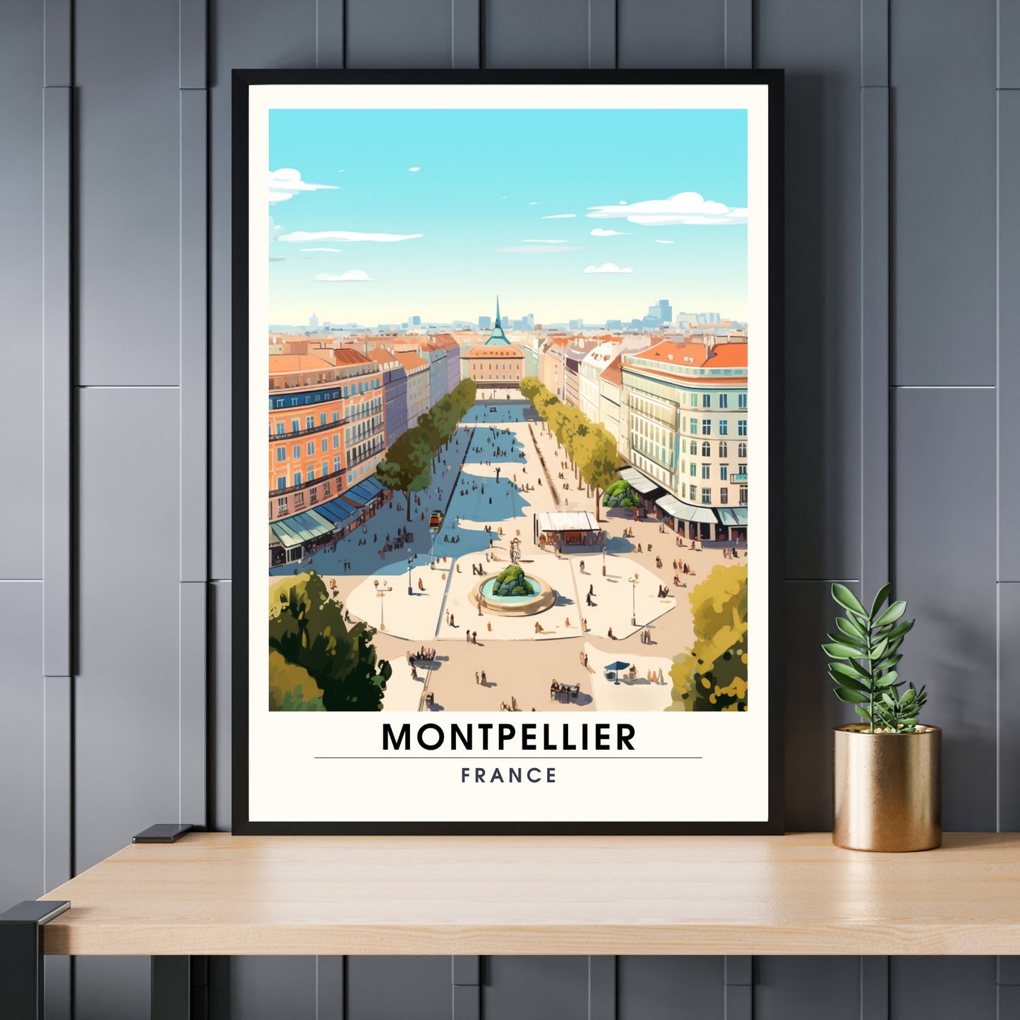 Affiche Montpelier | Impression Montpelier | affiche de voyage Montpelier, France - Place de la Comédie