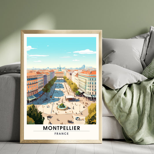 Affiche Montpelier | Impression Montpelier | affiche de voyage Montpelier, France - Place de la Comédie