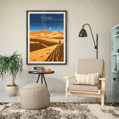 Affiche Sahara | Affiche de voyage Sahara | Affiche Afrique | Une nuit au Sahara