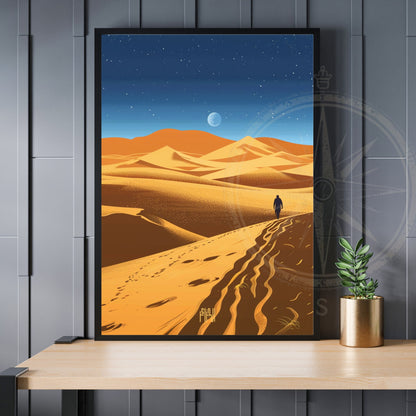 Affiche Sahara, Algérie | Affiche de voyage Sahara | Affiche Afrique | Une nuit au Sahara Algérien