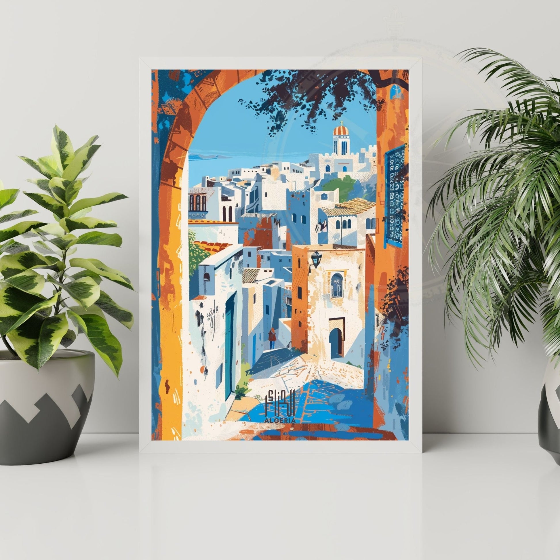 Affiche Alger | Affiche de voyage Alger| Affiche Algérie en arabe | Casbah d'Alger