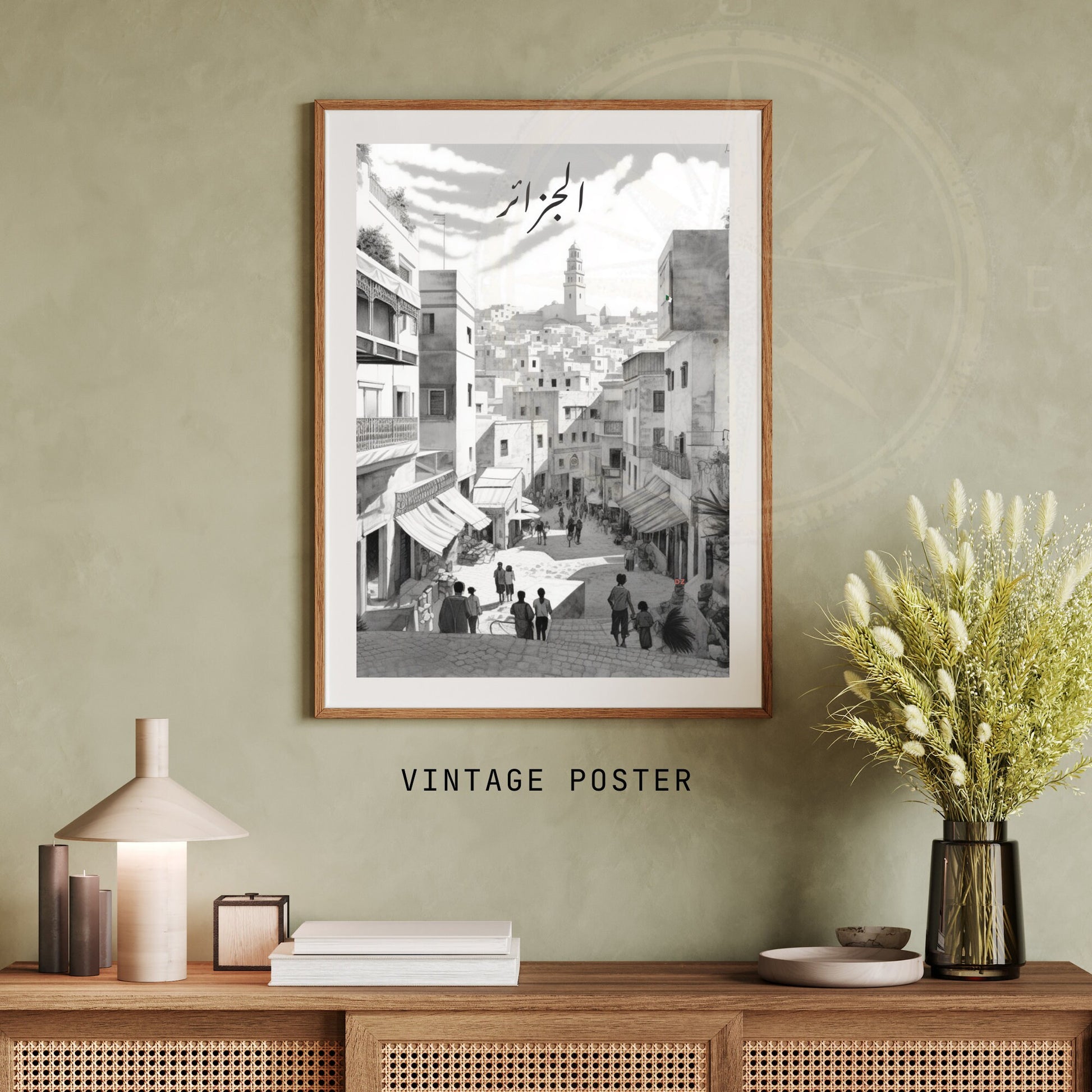 Affiche Alger | Affiche de voyage Alger| Affiche Algérie | Casbah d'Alger en noir et blanc