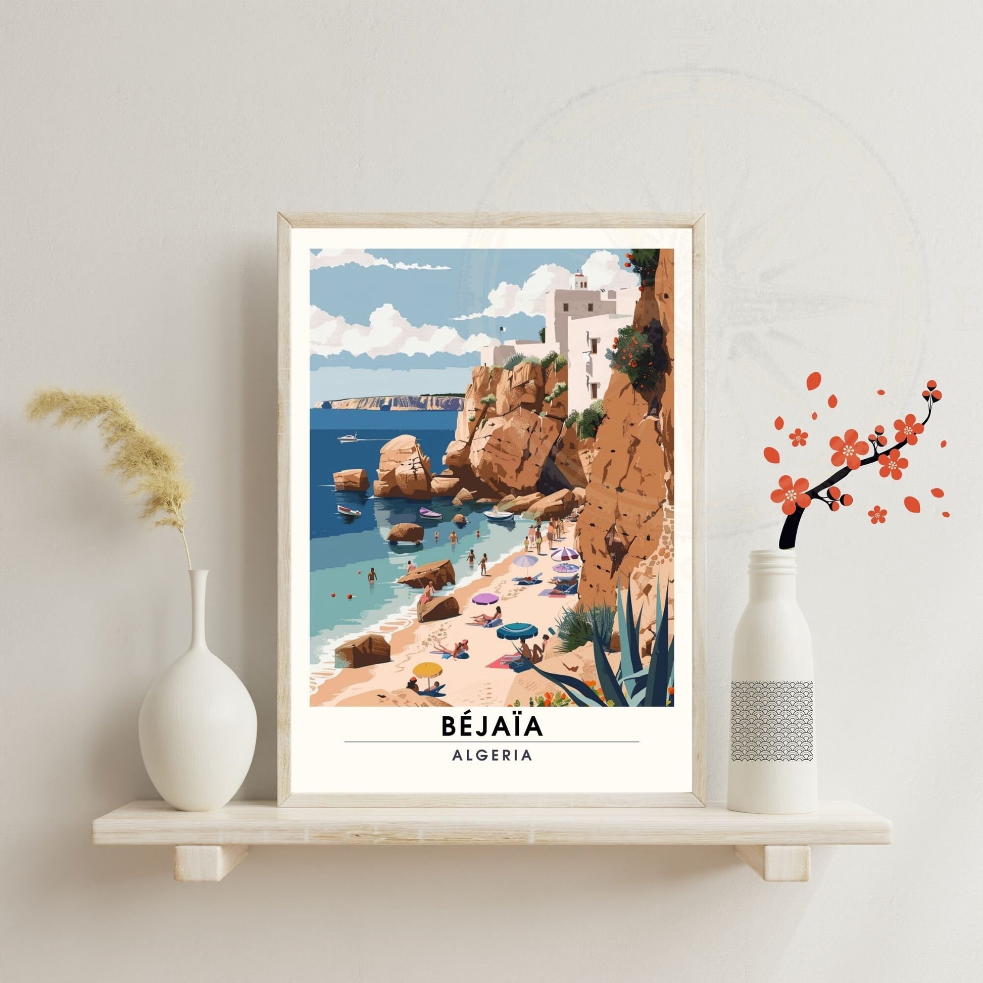 Affiche Bejaïa, Algérie | Affiche de voyage Algérie| Affiche Plage