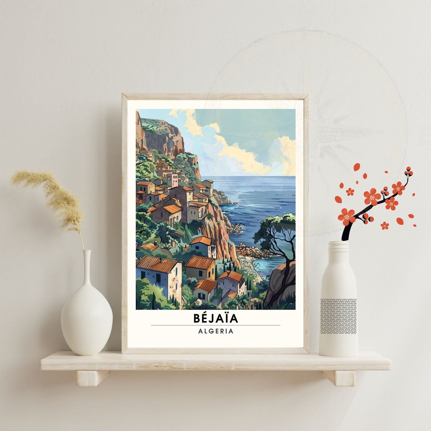 Affiche Bejaïa, Algérie | Affiche de voyage Algérie| Affiche Plage