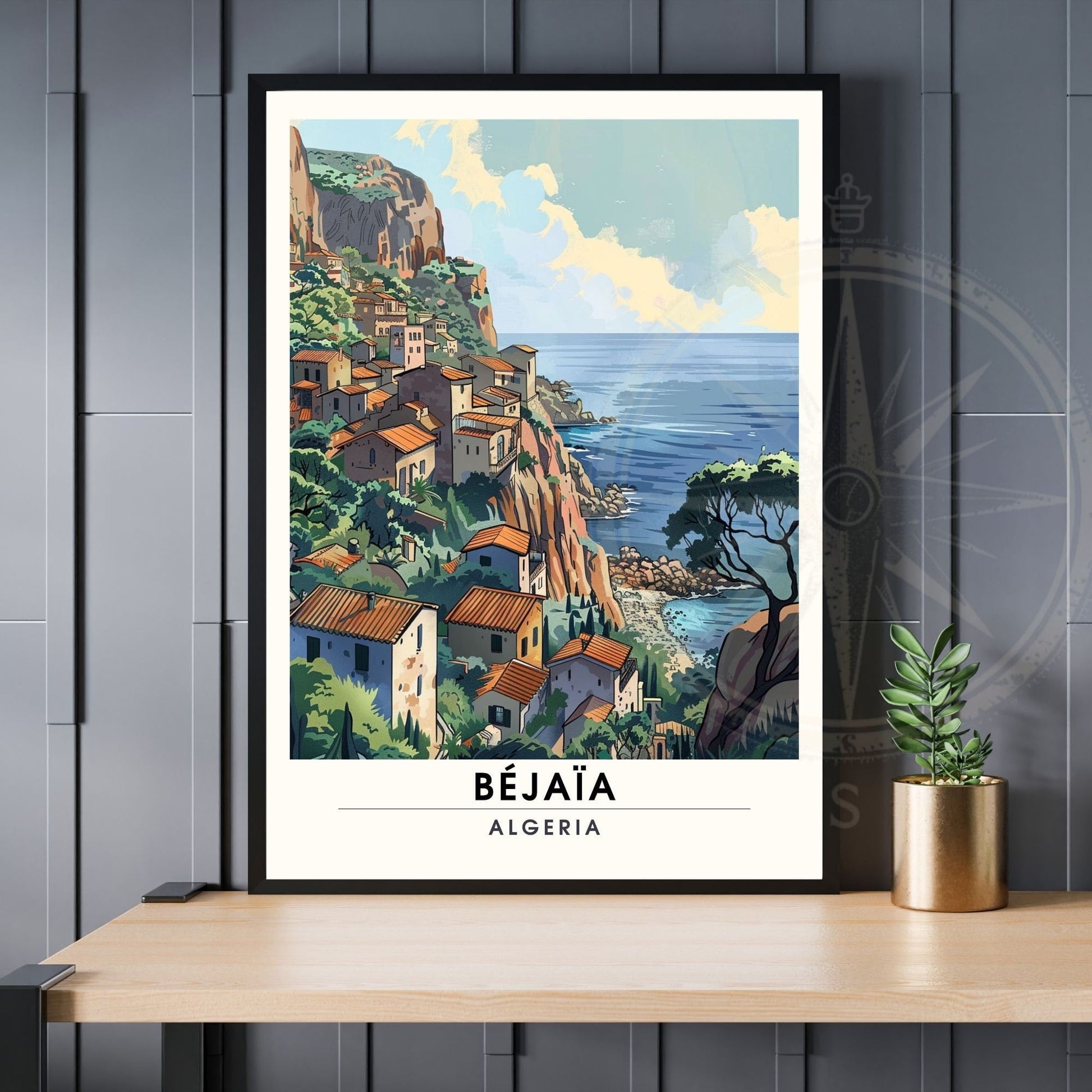 Affiche Bejaïa, Algérie | Affiche de voyage Algérie| Affiche Plage