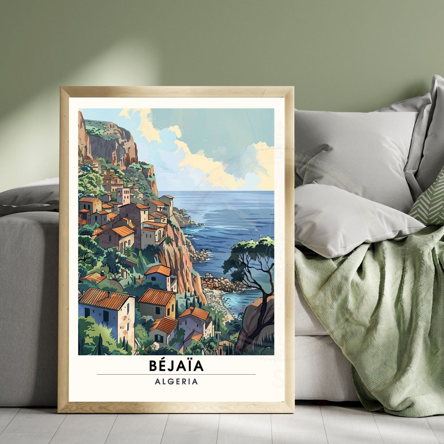 Affiche Bejaïa, Algérie | Affiche de voyage Algérie| Affiche Plage