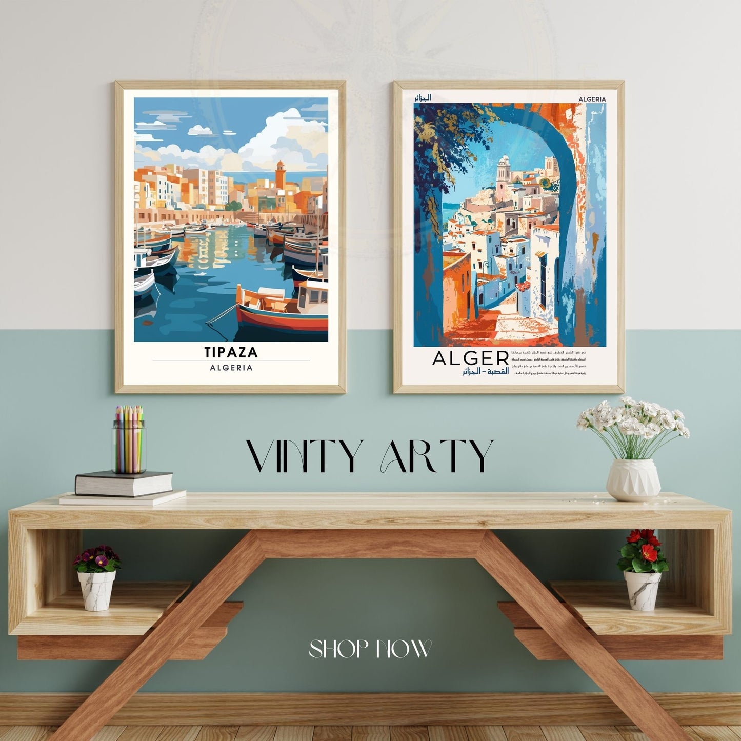 Affiche Tipaza, Algérie | Affiche de voyage Algérie| Affiche port de Tipaza