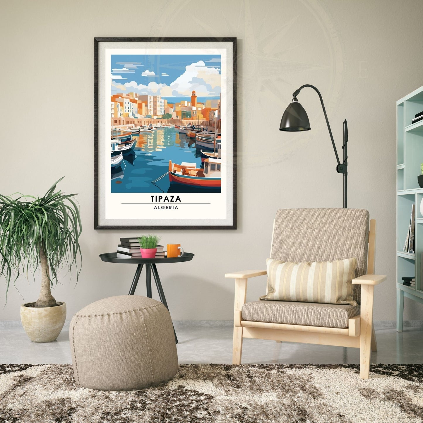 Affiche Tipaza, Algérie | Affiche de voyage Algérie| Affiche port de Tipaza