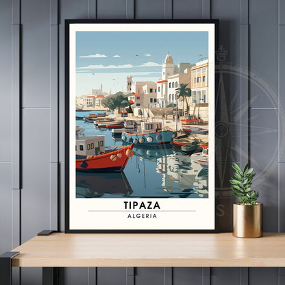 Affiche Tipaza, Algérie | Affiche de voyage Algérie| Affiche port de Tipaza