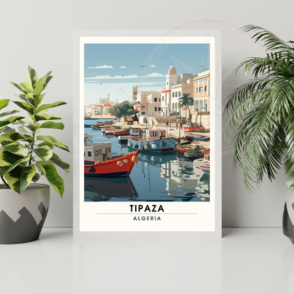 Affiche Tipaza, Algérie | Affiche de voyage Algérie| Affiche port de Tipaza